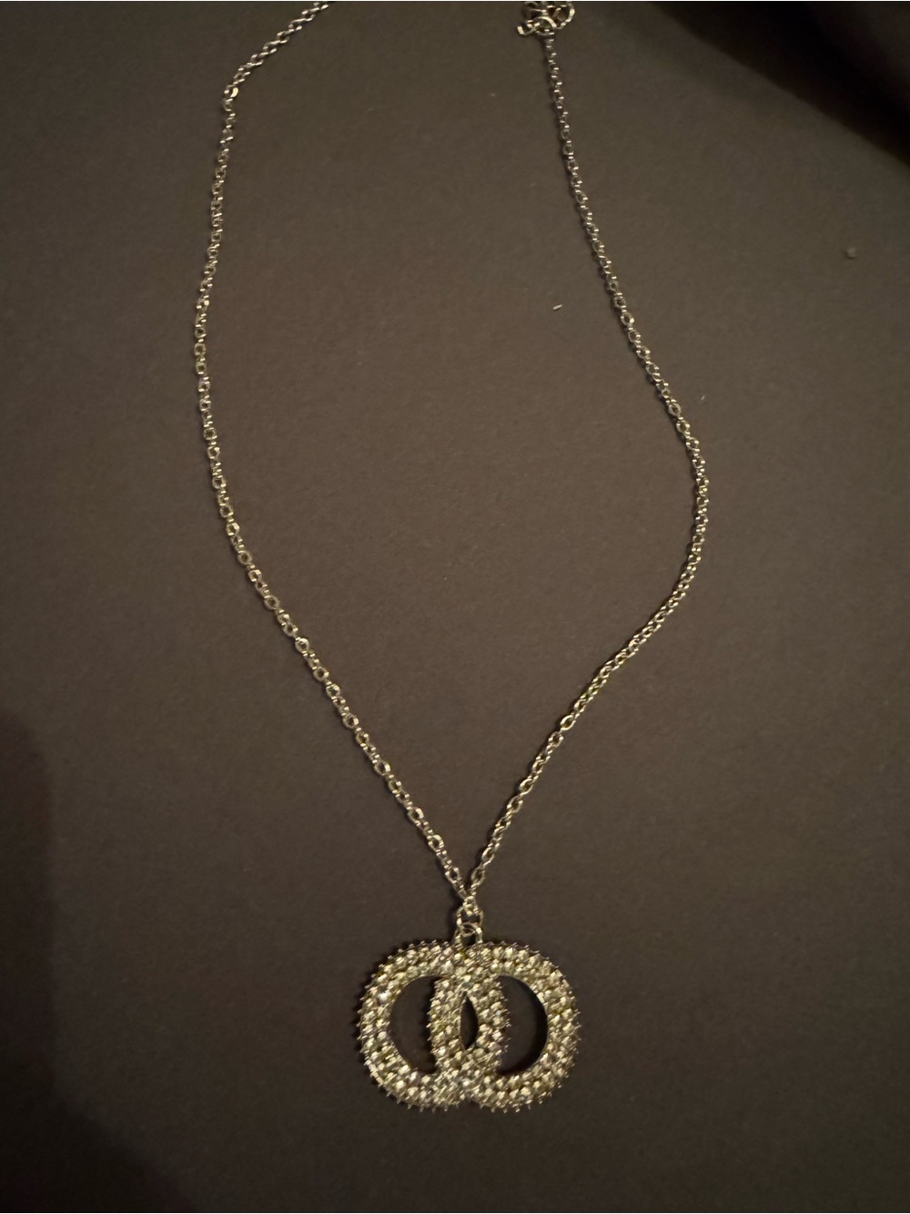 Sparkling Double Ring Pendant Necklace in Silver